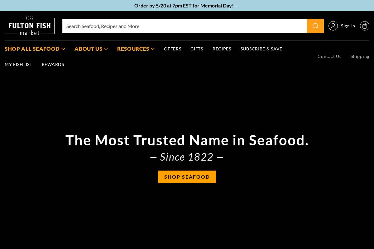 Fulton Fish Market homepage screenshot