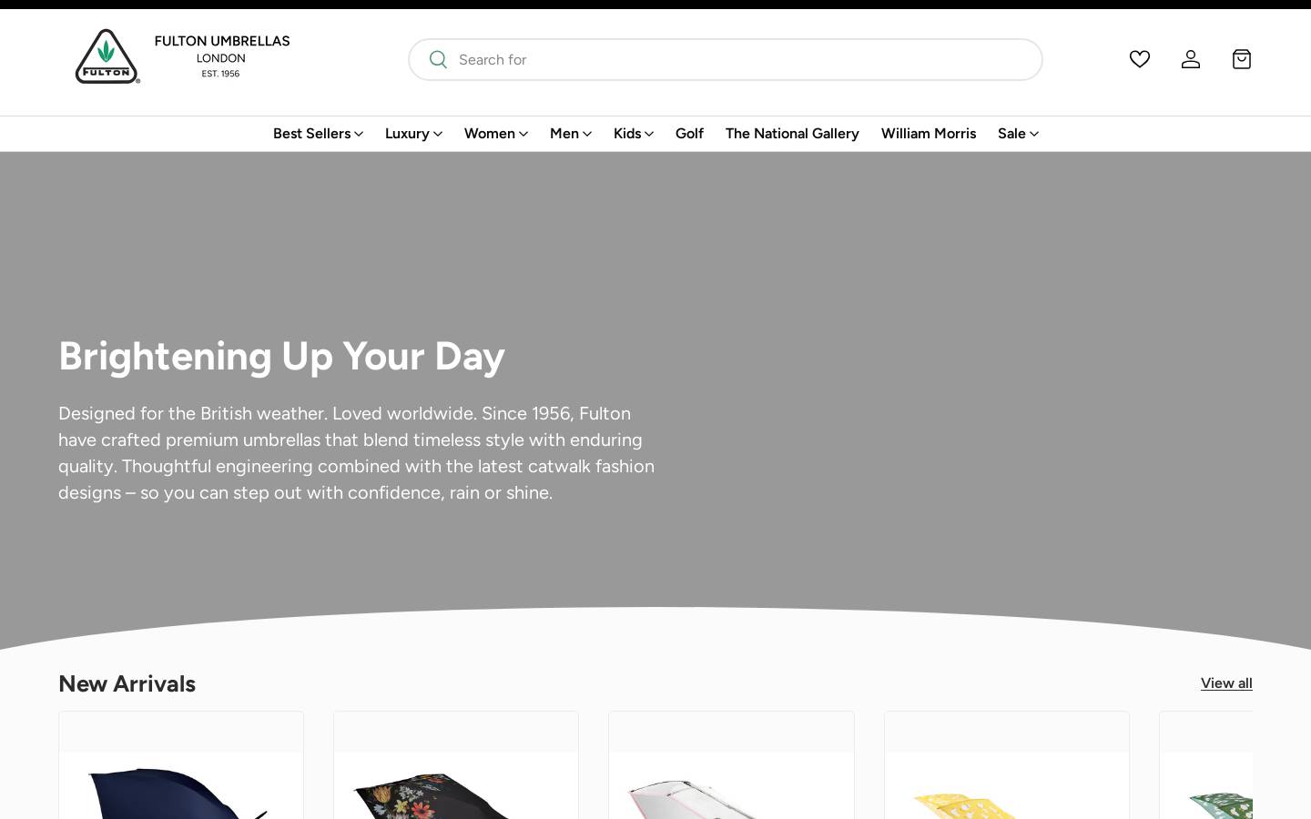 Fulton Umbrellas homepage screenshot