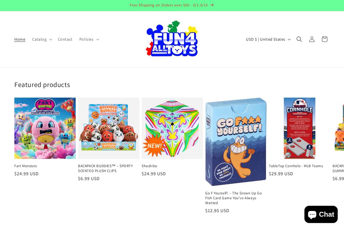 fun4alltoys.com homepage screenshot