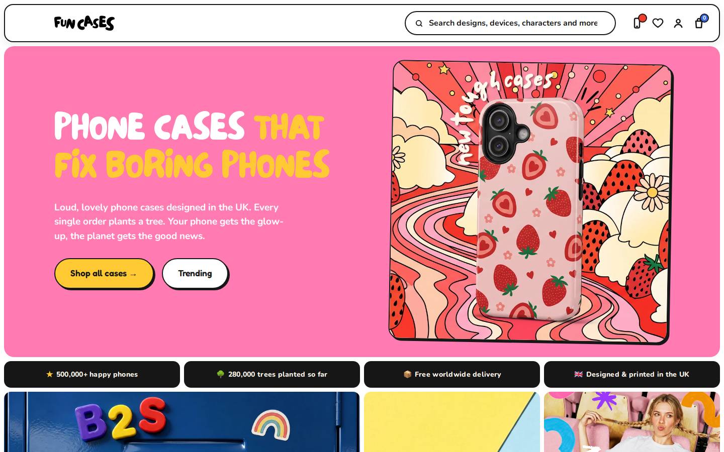 Fun Cases homepage screenshot
