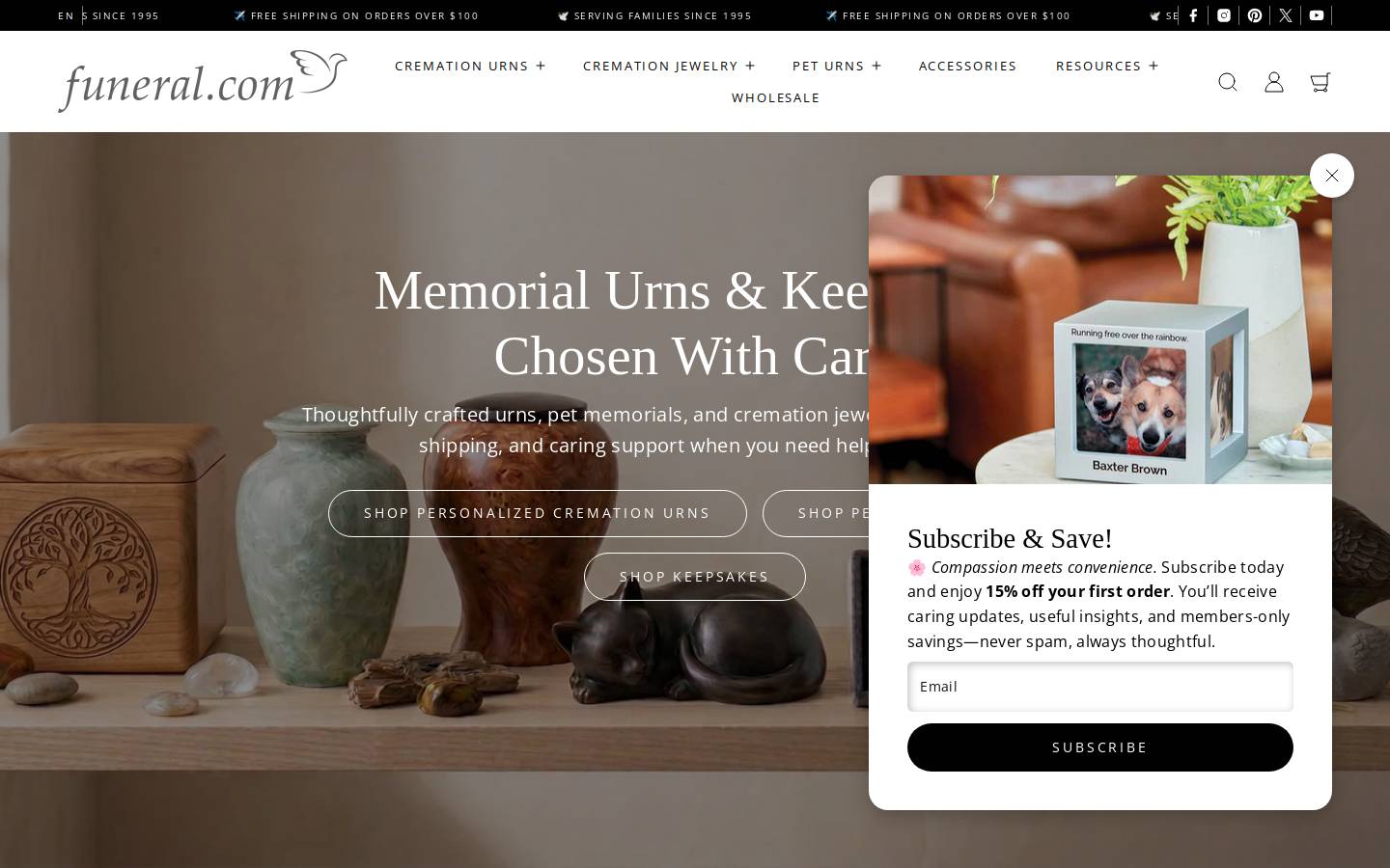 funeral.com homepage screenshot