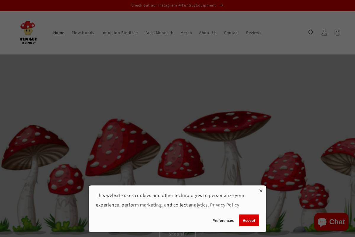 Funguyequipment homepage screenshot