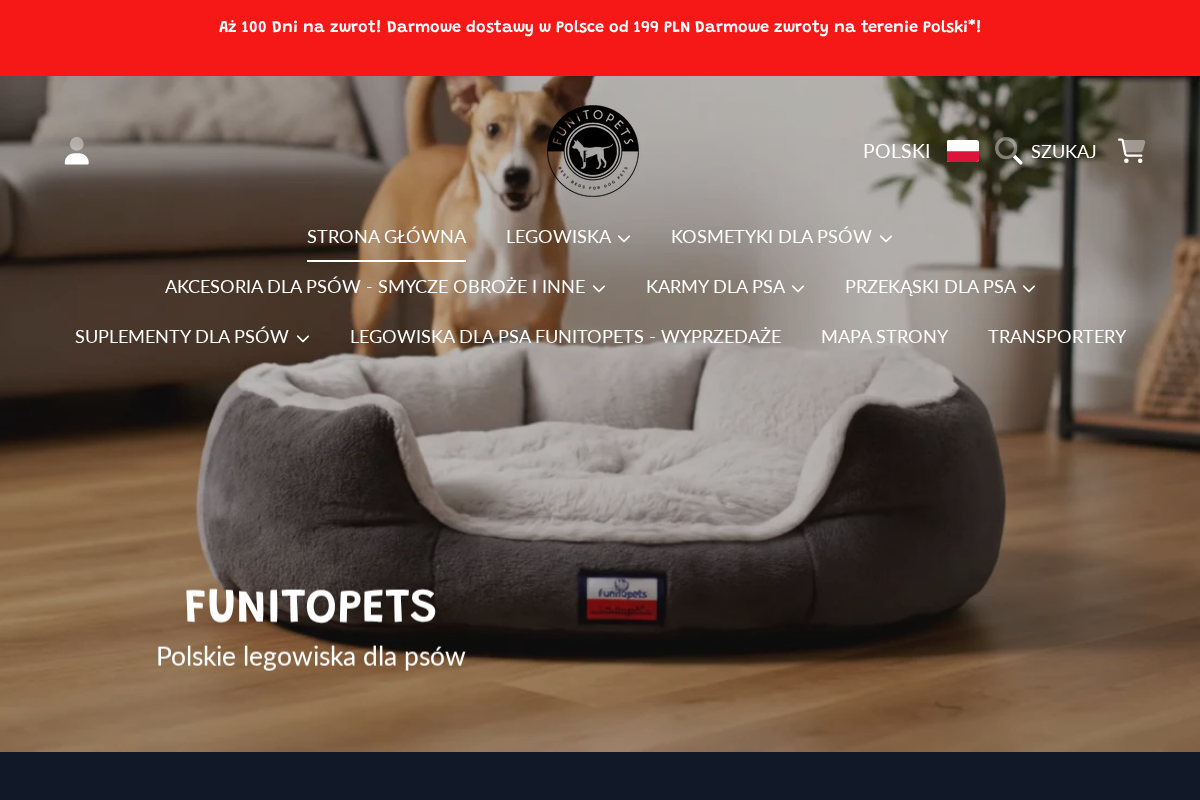 Legowiska ,Materace i maty dla psów - Funitopets homepage screenshot
