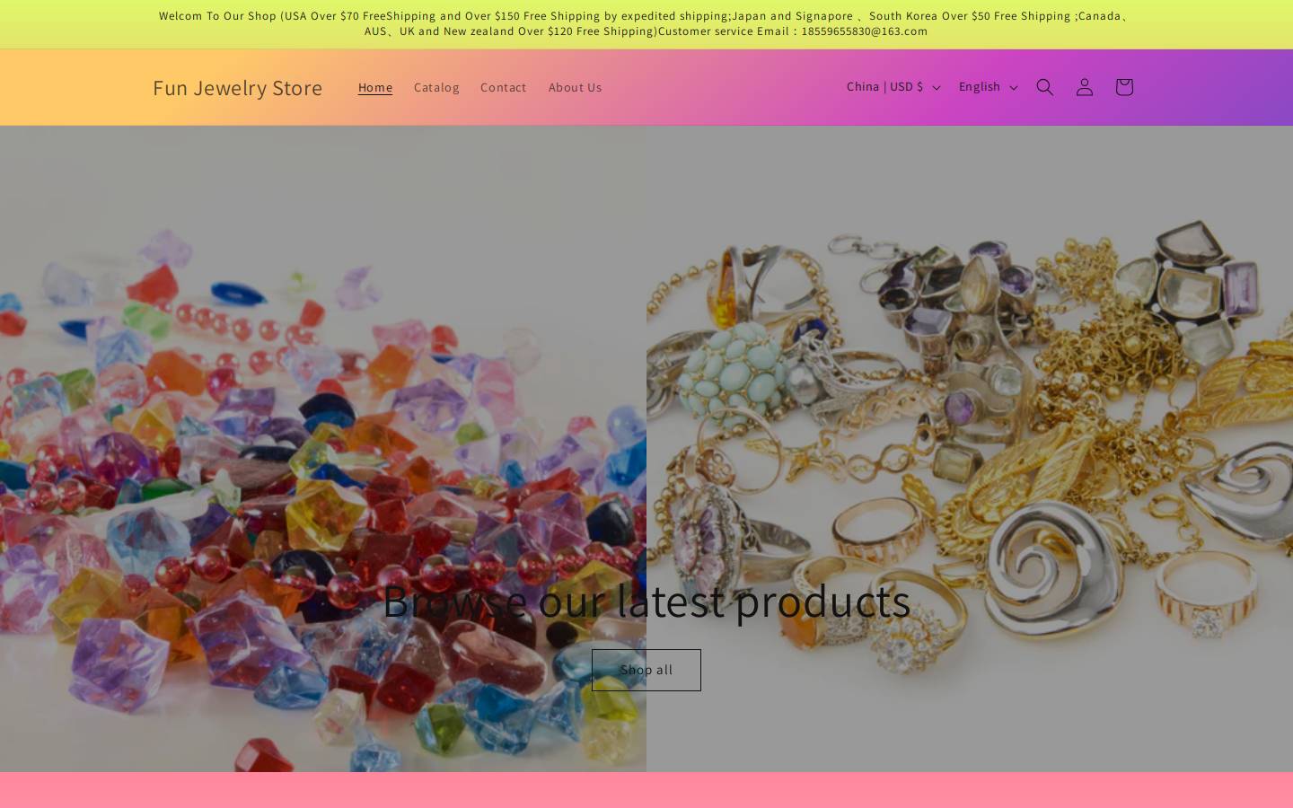 funjewelryshop.com homepage screenshot