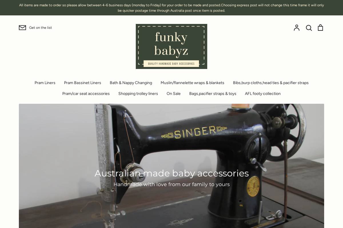 funkybabyz.com.au homepage screenshot