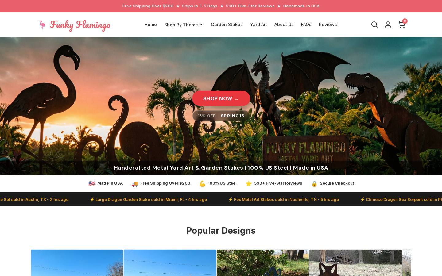 funkyflamingovintagegallery.com homepage screenshot