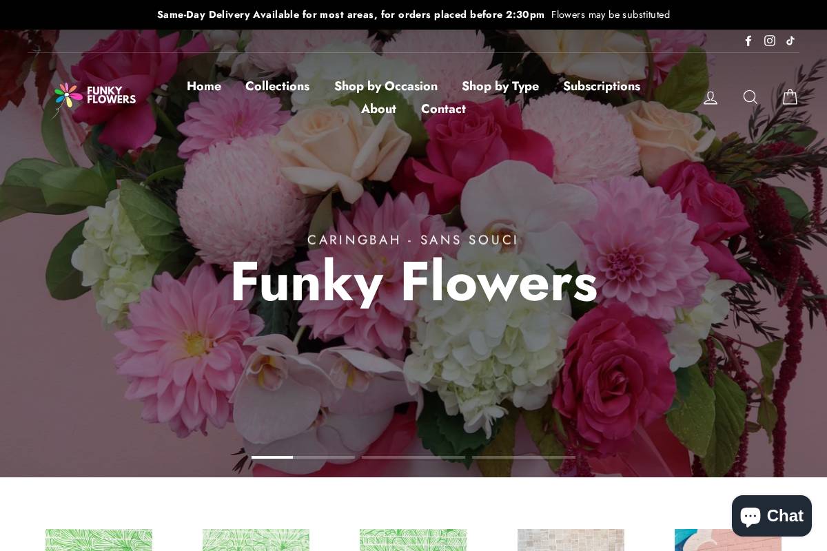 funkyflowers.com.au homepage screenshot