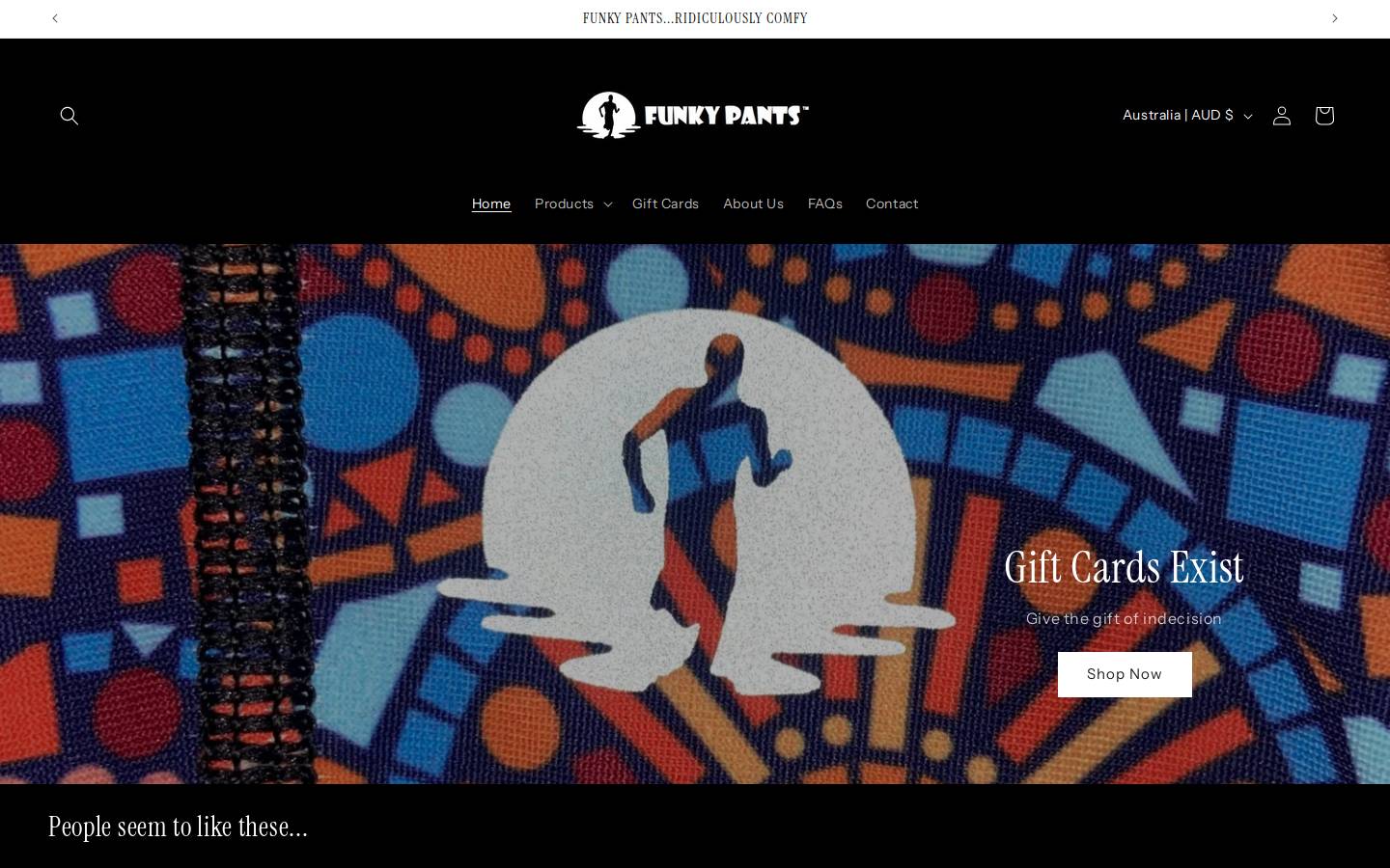 funkypants.com.au homepage screenshot