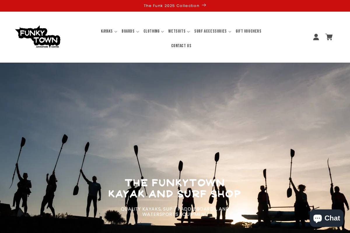 Funkytown Kayak & Surf Shop homepage screenshot