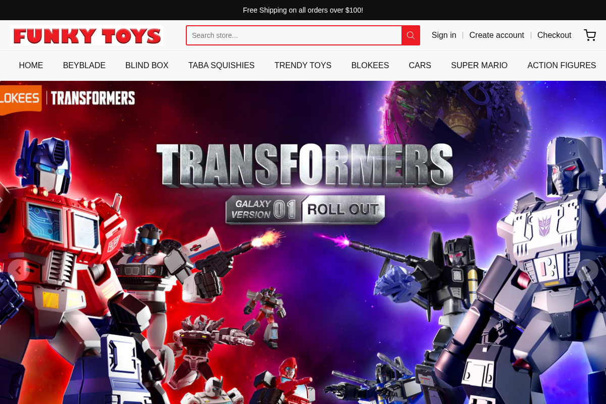 Funkytoys homepage screenshot