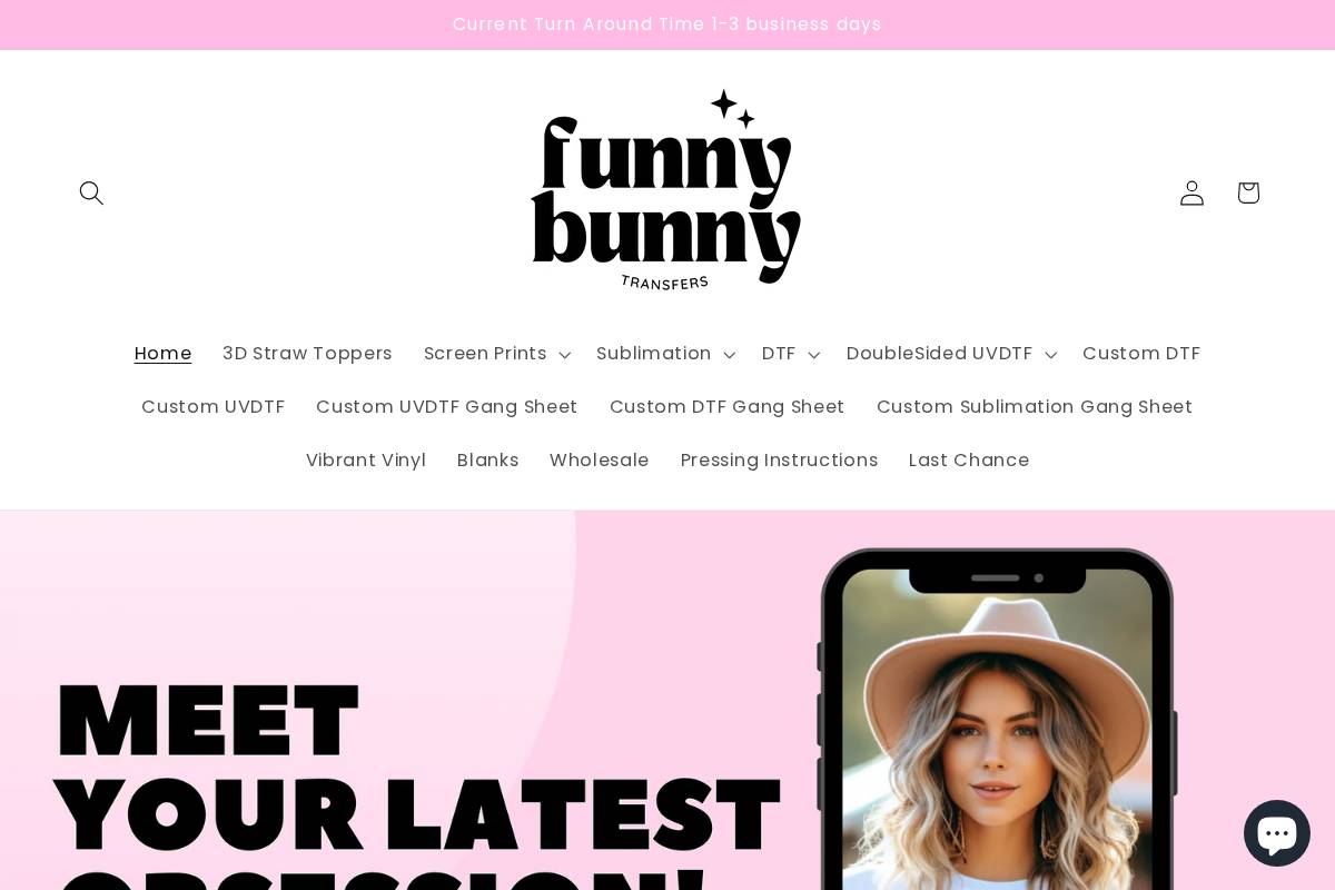 funnybunnytransfers.com homepage screenshot