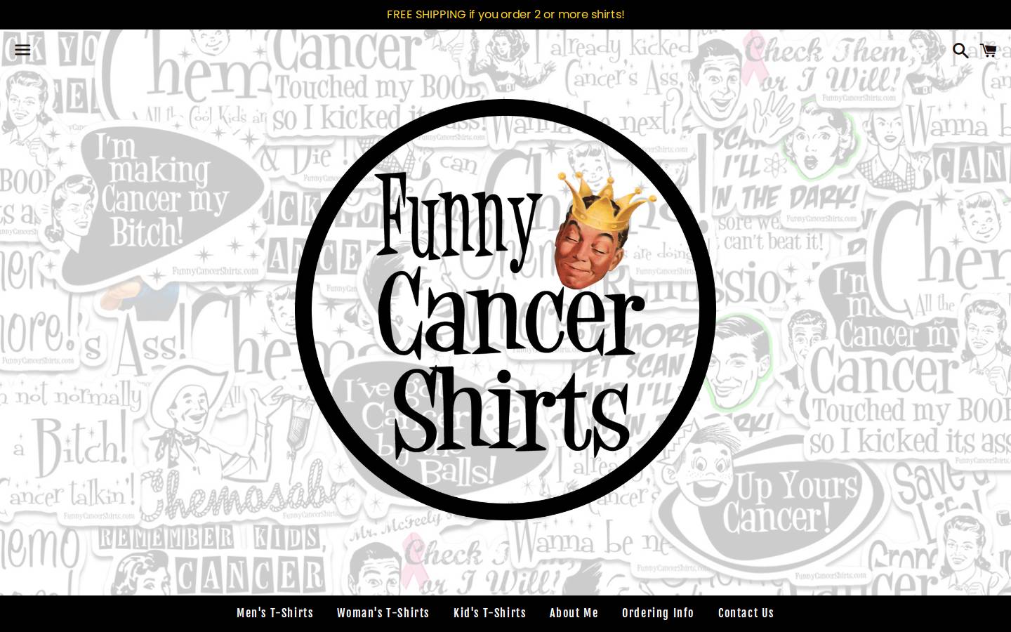 funnycancershirts.com homepage screenshot