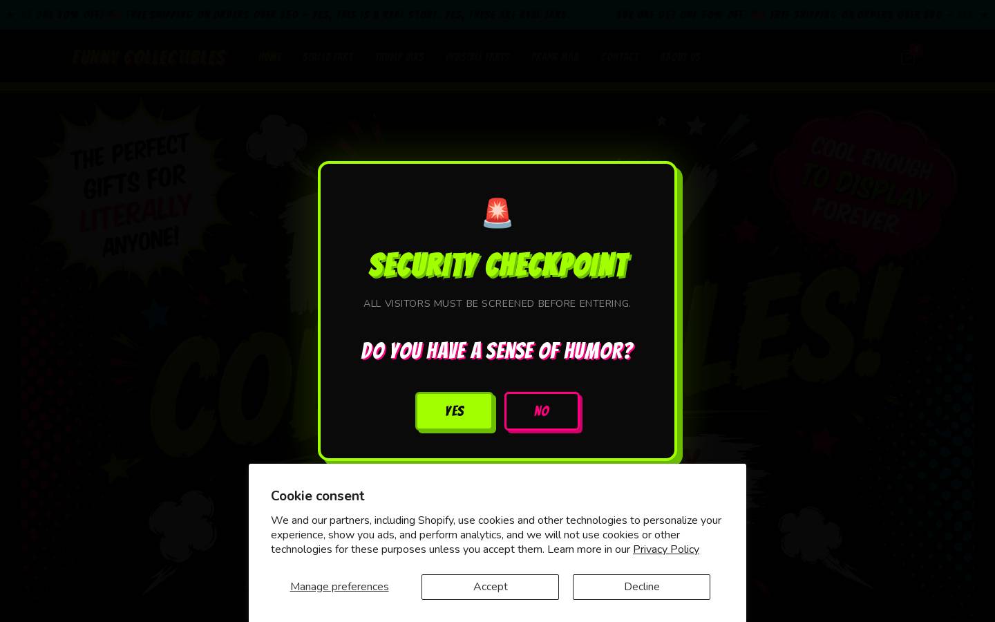 funnycollectibles.com homepage screenshot