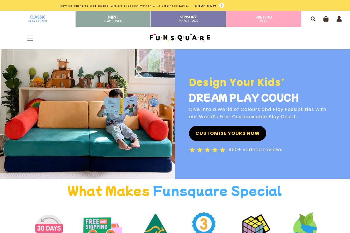 funsquare.com.au homepage screenshot