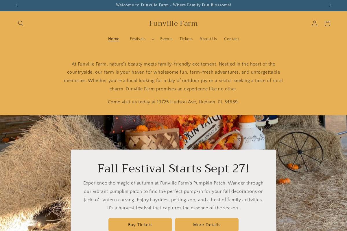 funvillefarm.com homepage screenshot