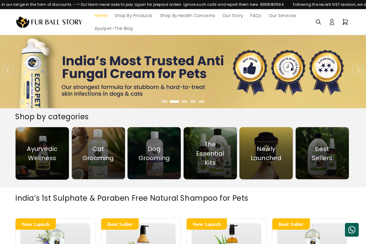 Fur Ball Story homepage screenshot