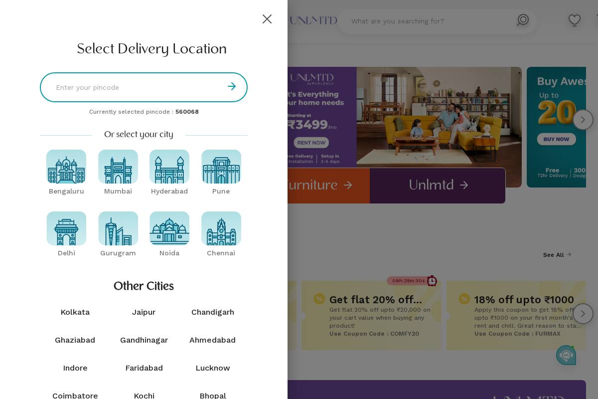 Furlenco homepage screenshot