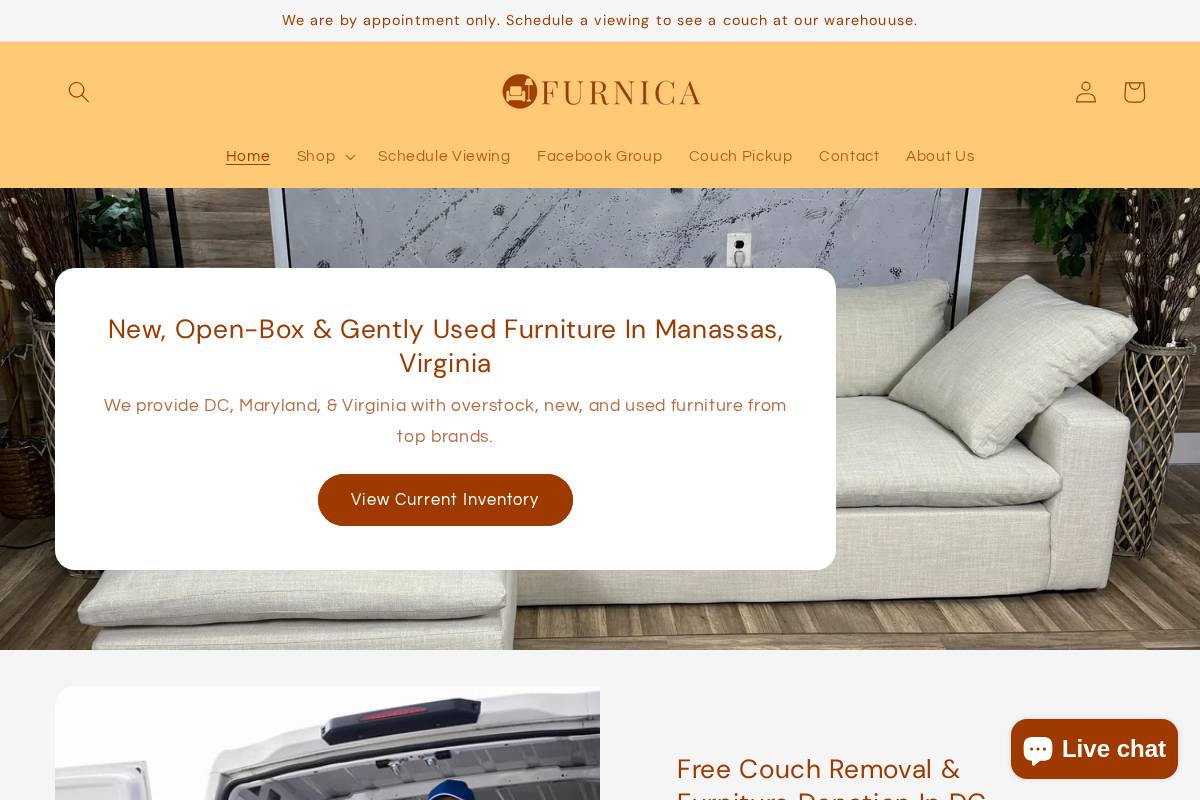 furnicafurniture.com homepage screenshot