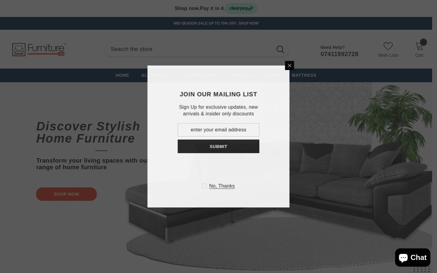 Furniture786 homepage screenshot
