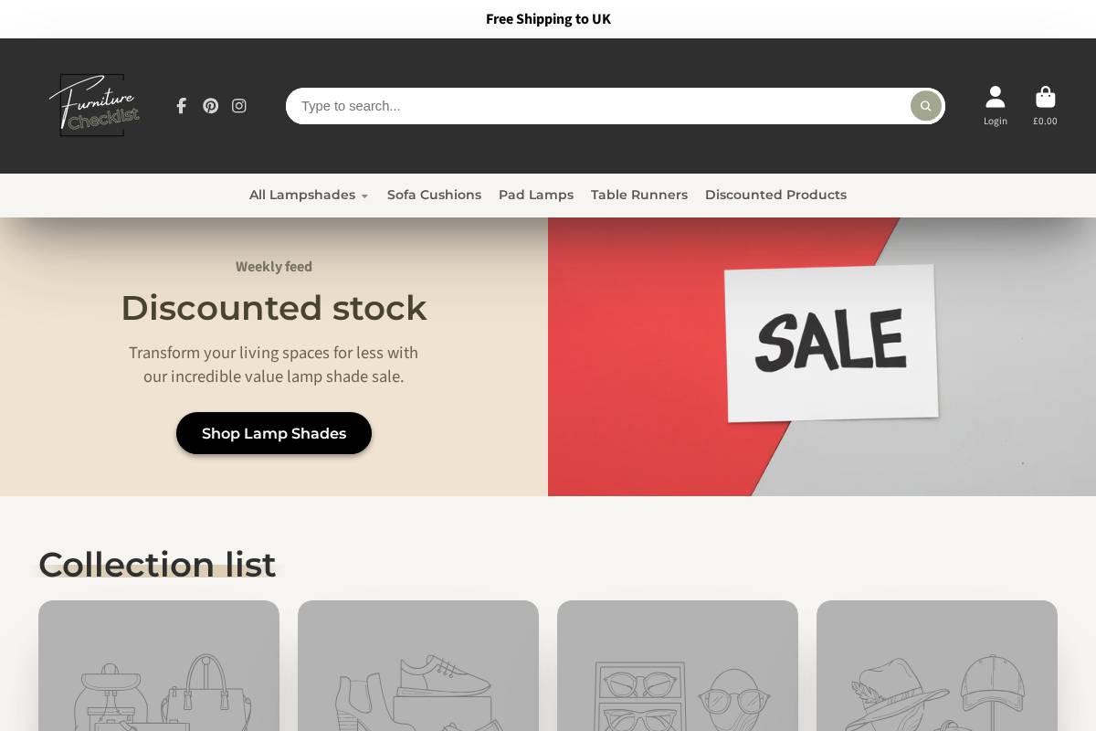 Furniturechecklist homepage screenshot