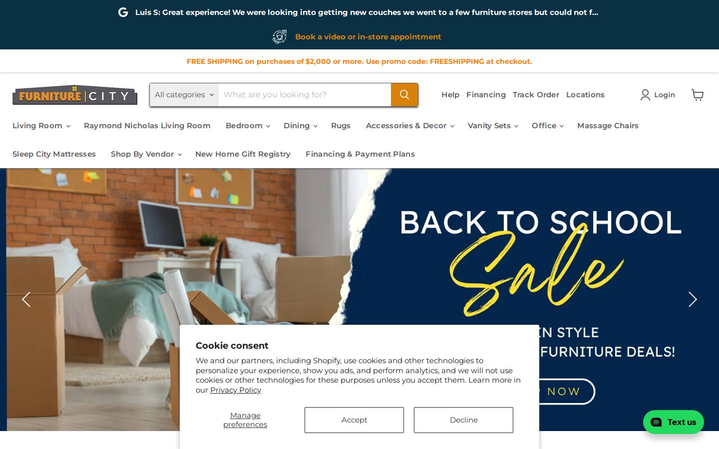 furniturecity.com homepage screenshot
