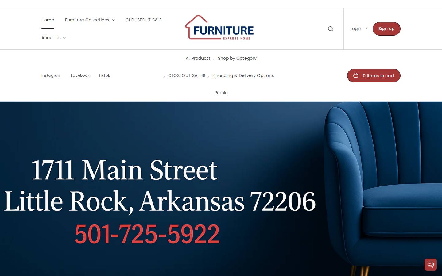 furnitureexpressar.com homepage screenshot