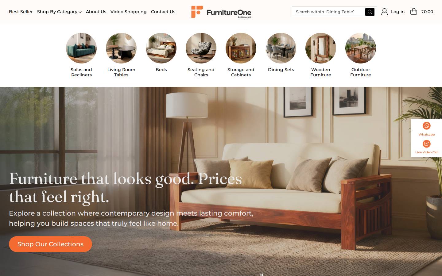 furnitureone.com homepage screenshot