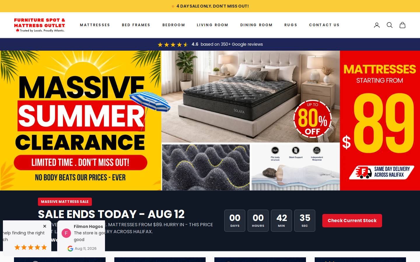 Furniture Spot & Mattress Outlet homepage screenshot