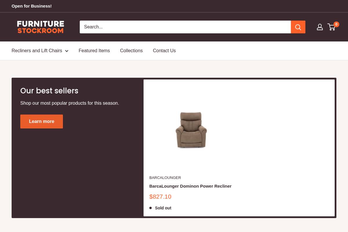 furniturestockroom.com homepage screenshot