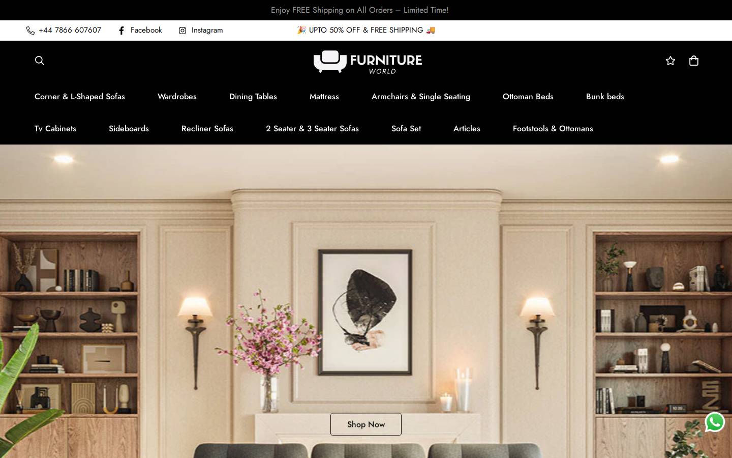 furnitureworlds.co.uk homepage screenshot