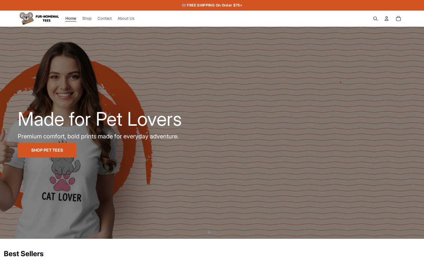 furnomenaltees.com homepage screenshot