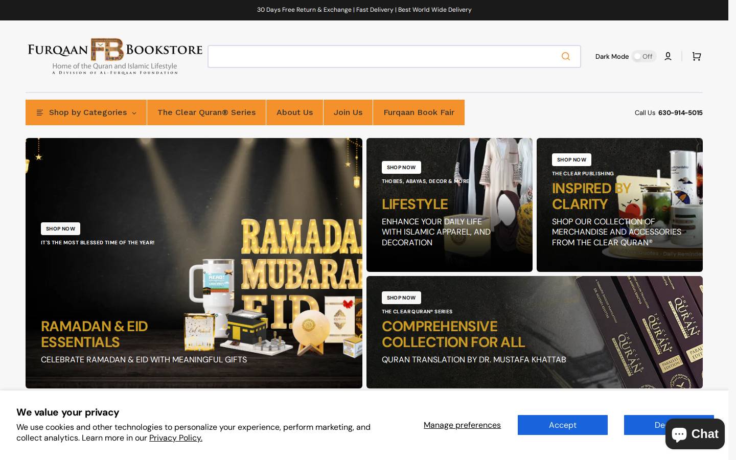 furqaanbookstore.com homepage screenshot