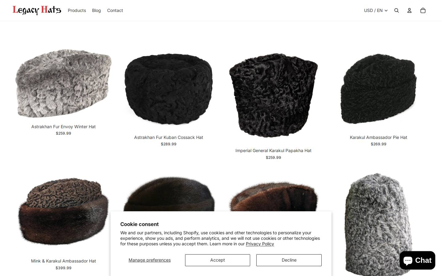 furwinterhats.com homepage screenshot