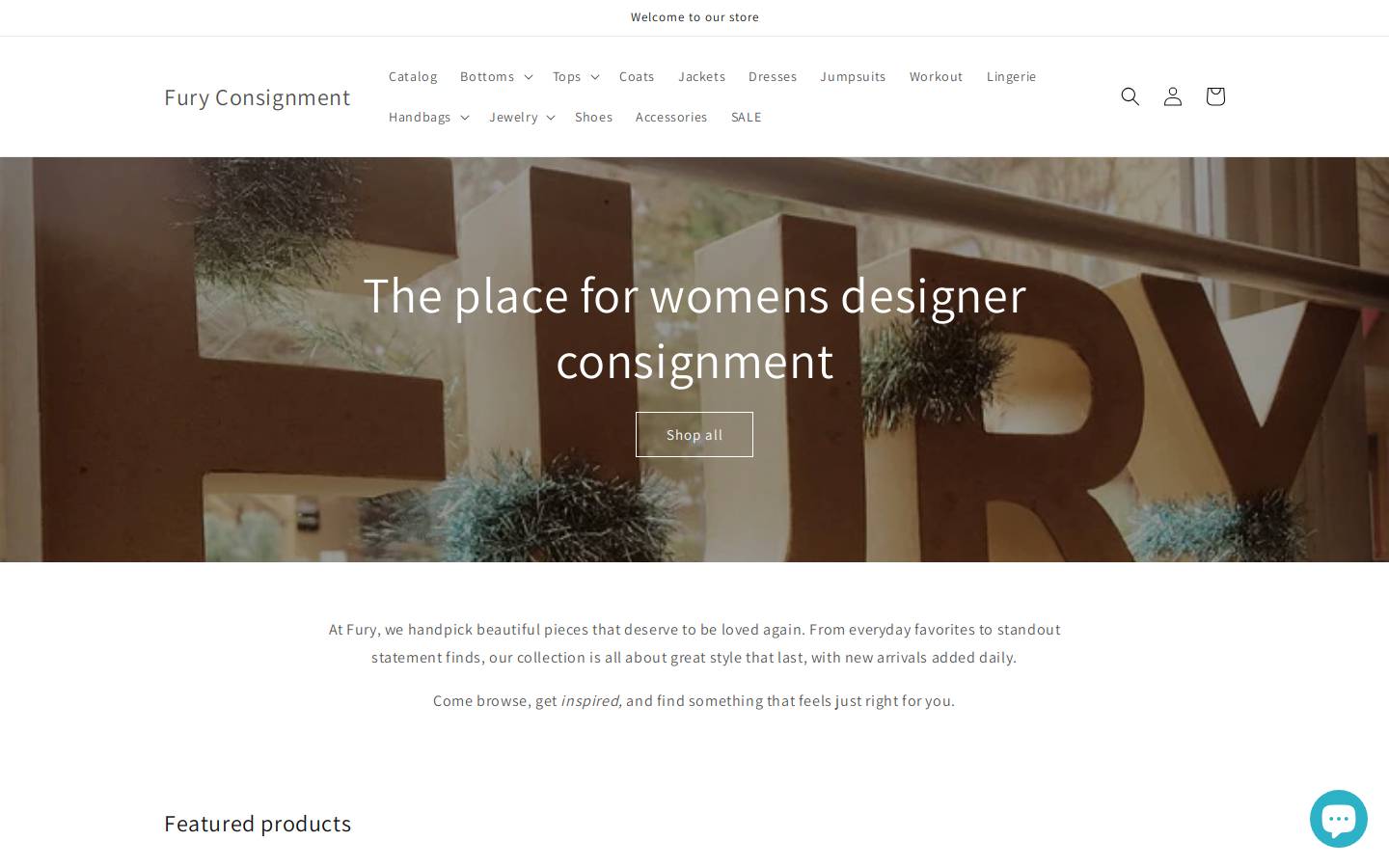 furyconsignment.com homepage screenshot