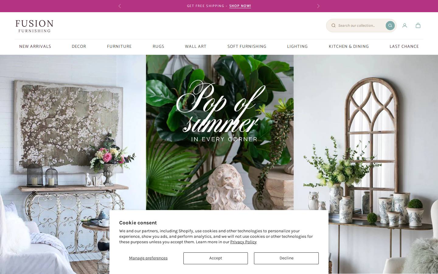 fusionfurnishing.com homepage screenshot