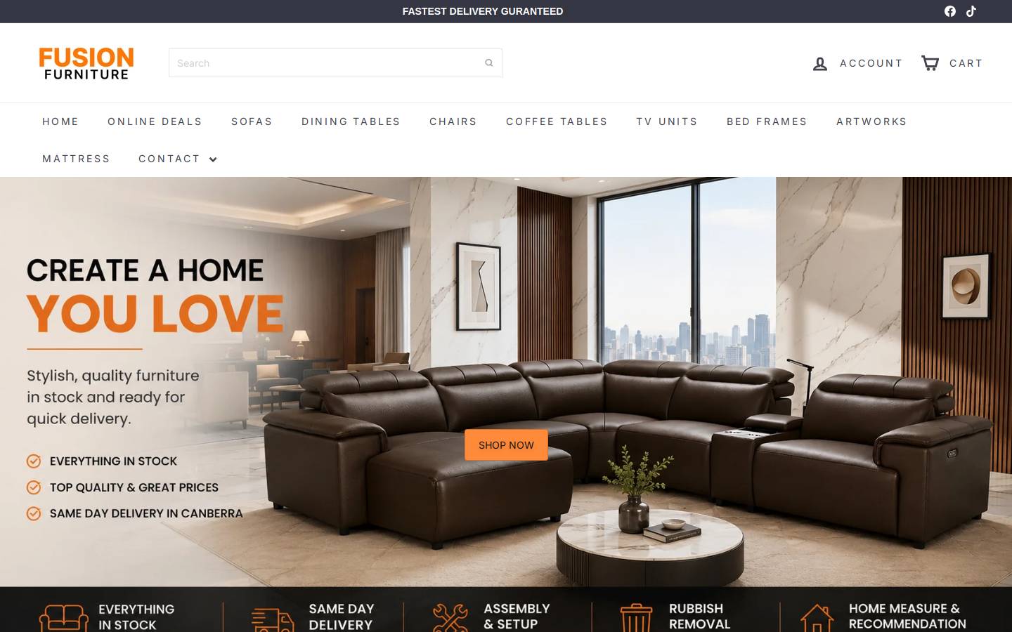 Fusion Furniture homepage screenshot