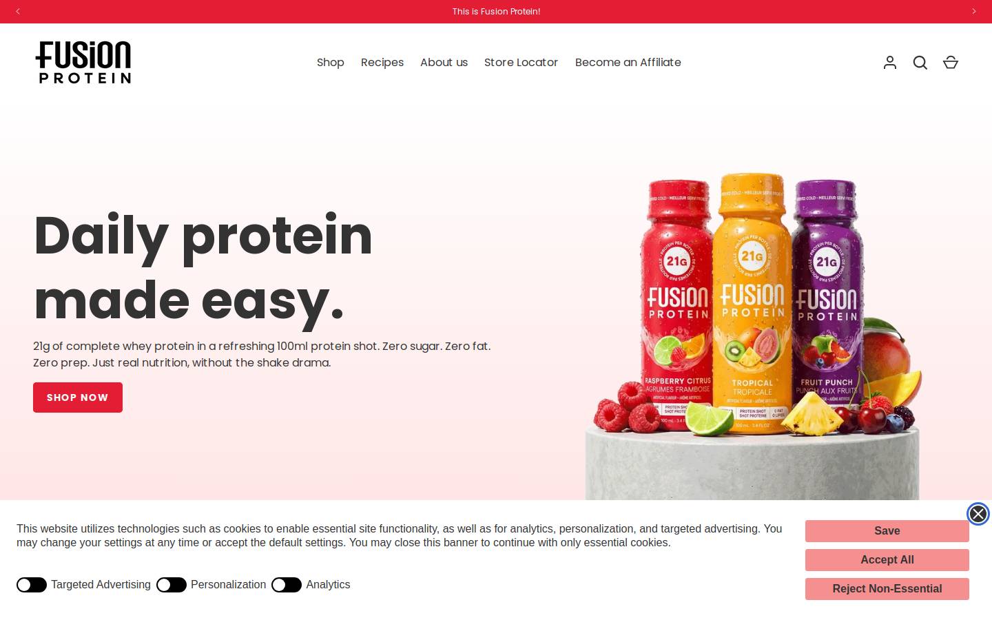 fusionprotein.com homepage screenshot