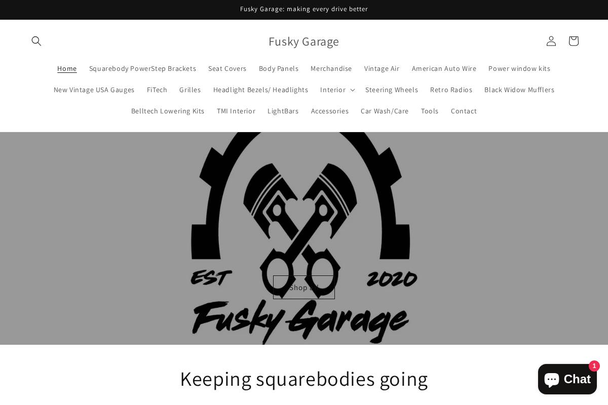 fuskygarage.com homepage screenshot