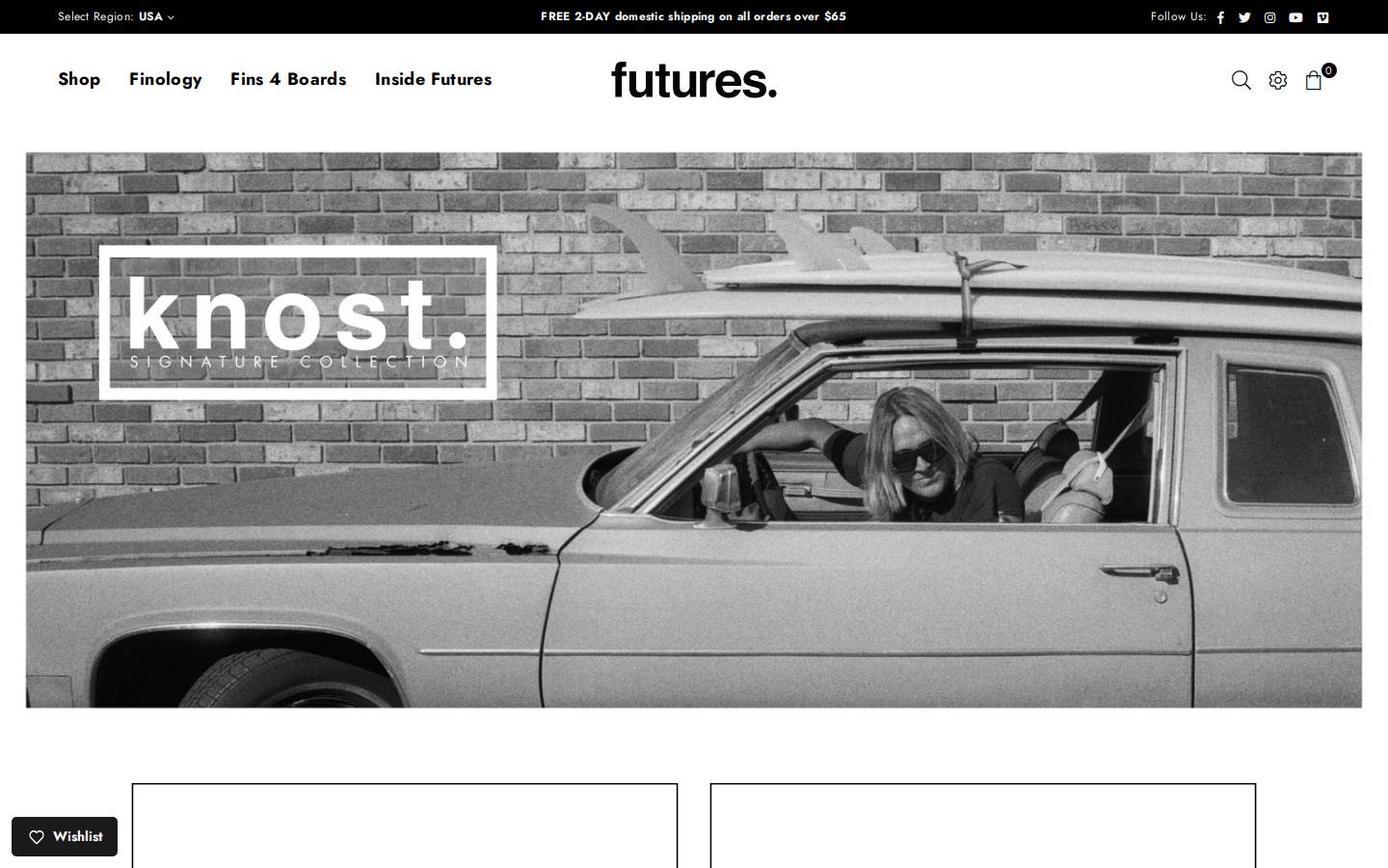 Futures Fins homepage screenshot