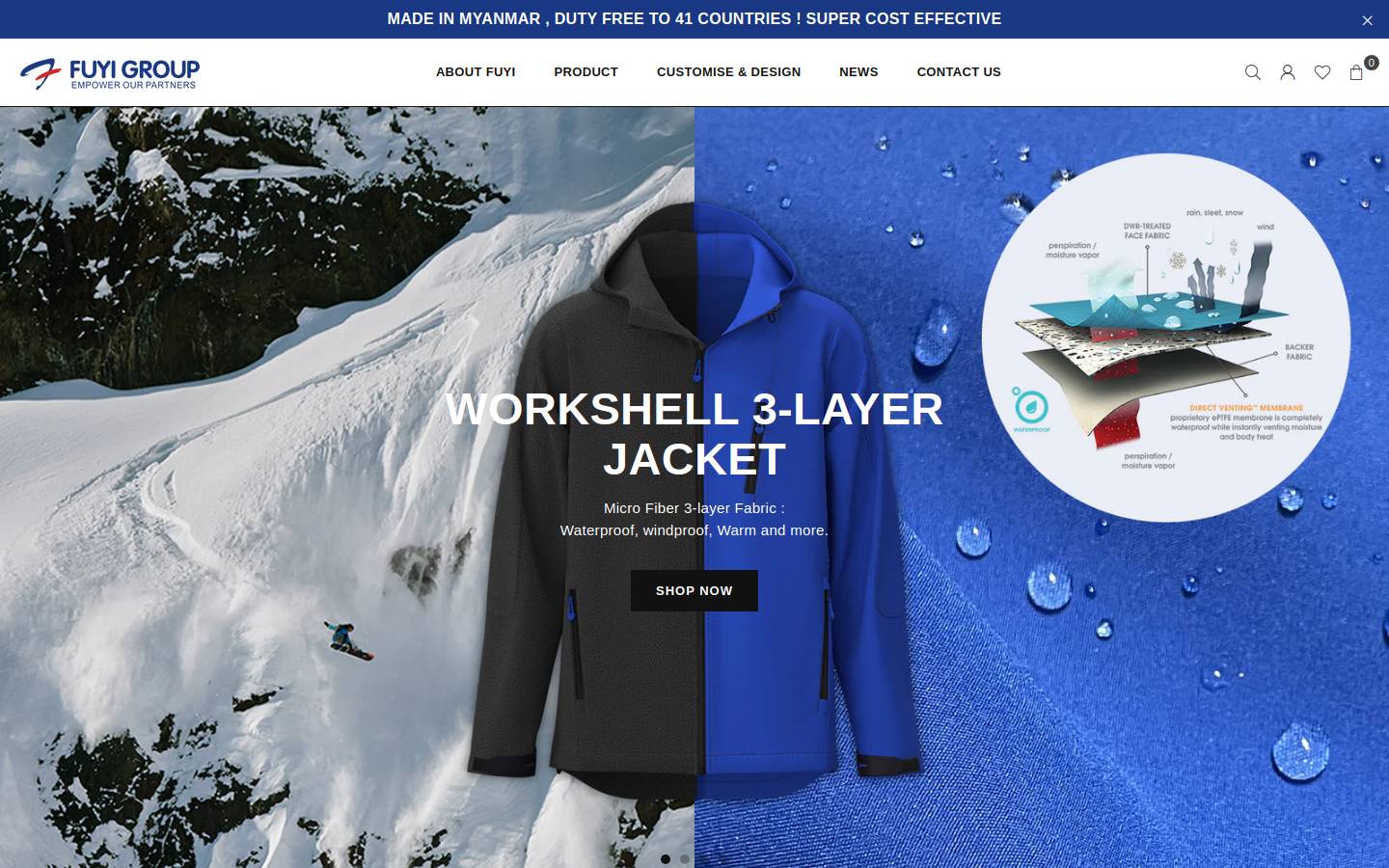 fuyiworkwear.com homepage screenshot