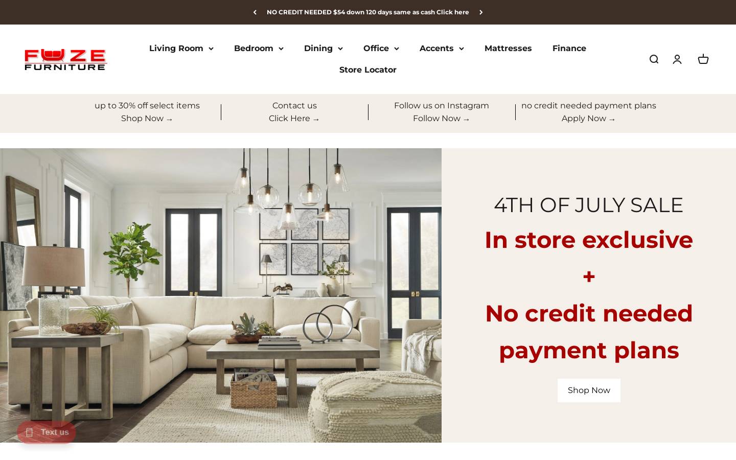 fuzefurniture.com homepage screenshot