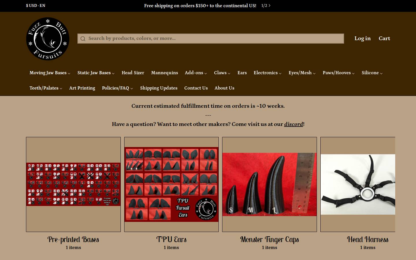fuzzbuttfursuits.com homepage screenshot