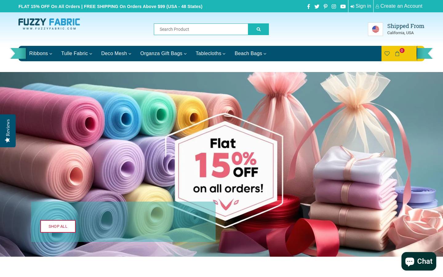 Fuzzy Fabric homepage screenshot