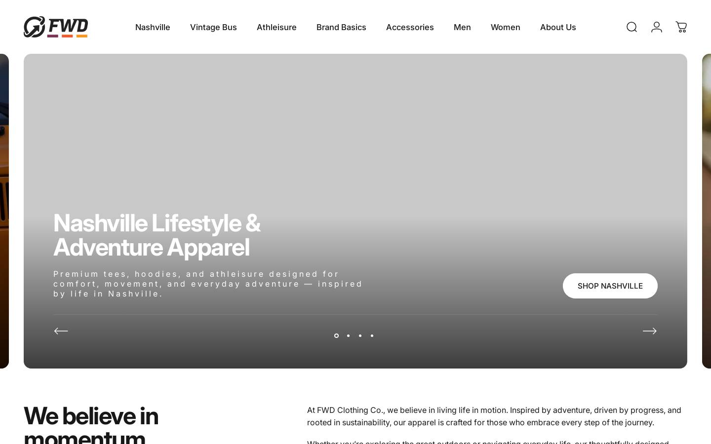 fwdclothing.com homepage screenshot