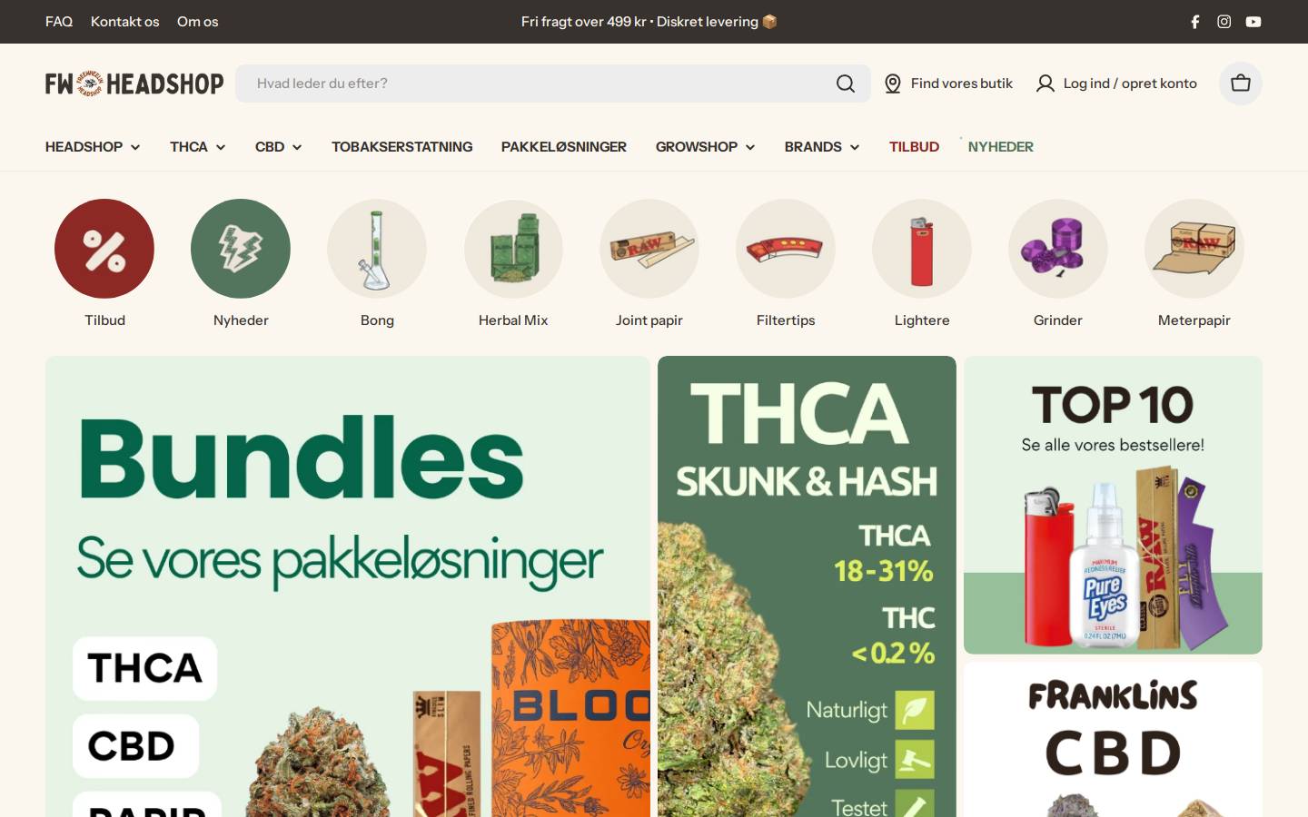 FW Headshop homepage screenshot