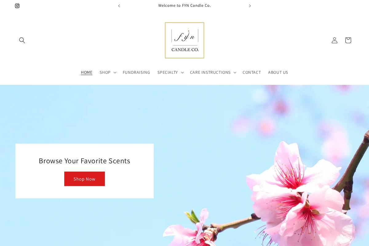 fyncandleco.com homepage screenshot