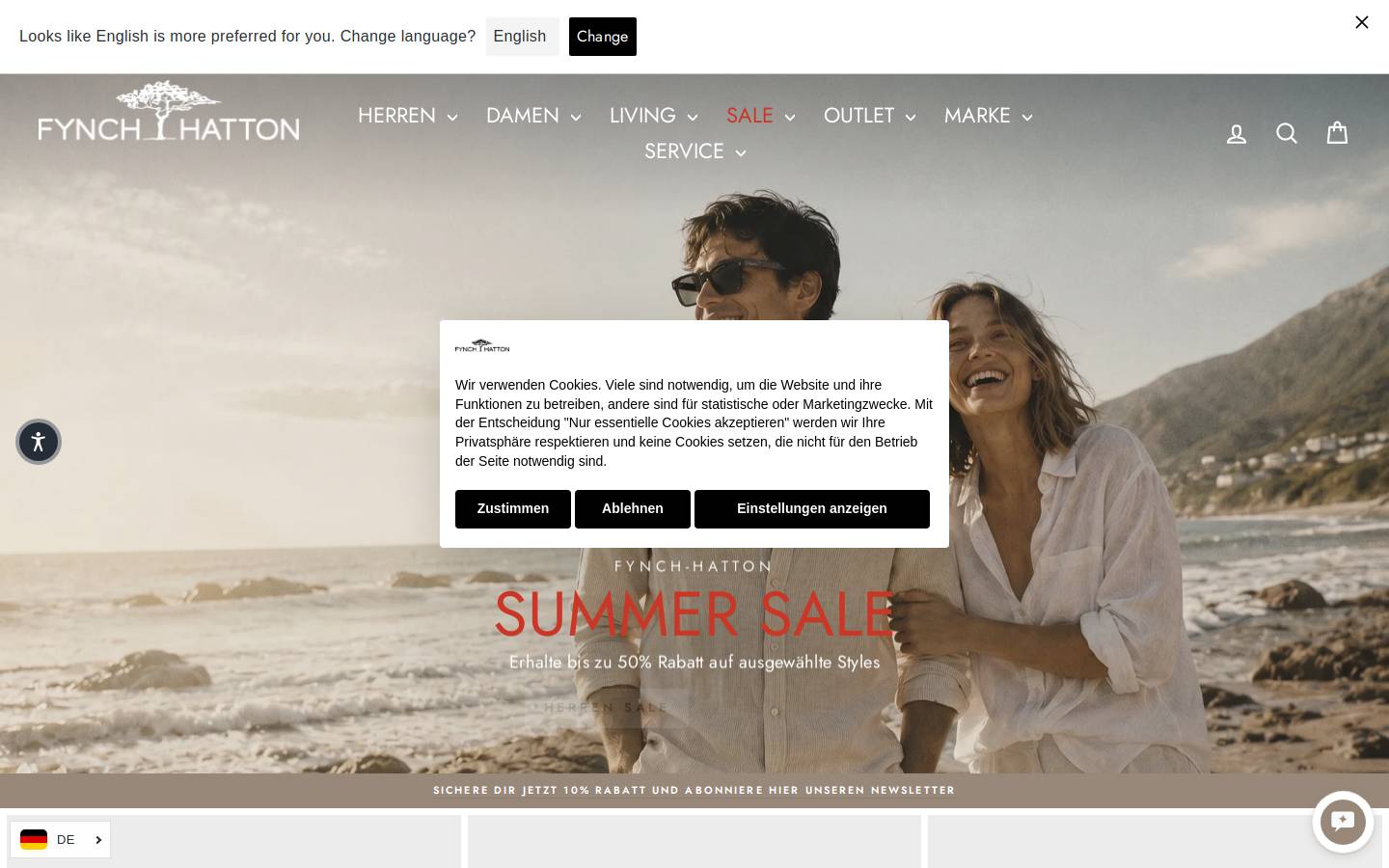 Fynch-Hatton homepage screenshot