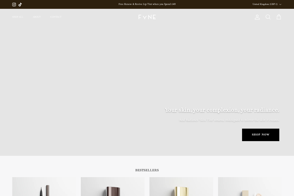 Fyneartbeauty homepage screenshot