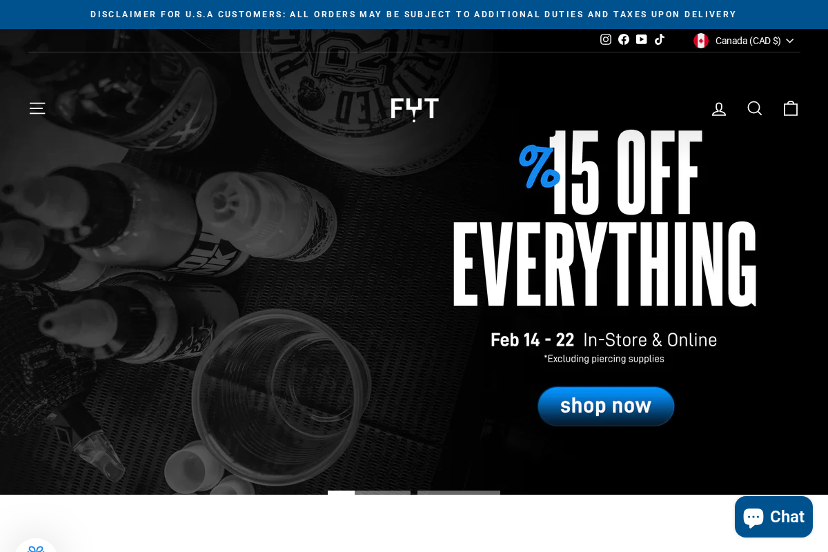 FYT Tattoo Supplies Canada homepage screenshot