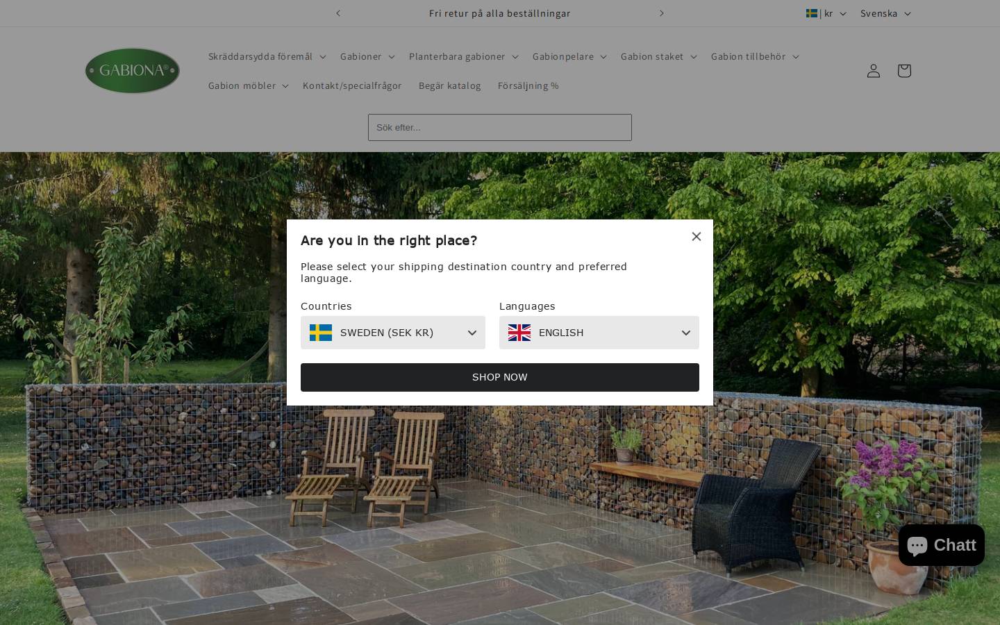 gabiona.se homepage screenshot